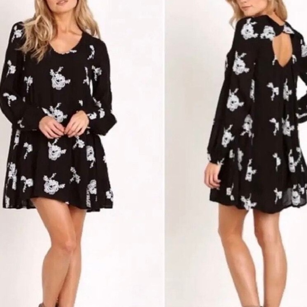 Free People Embroidered Black Floral Dress